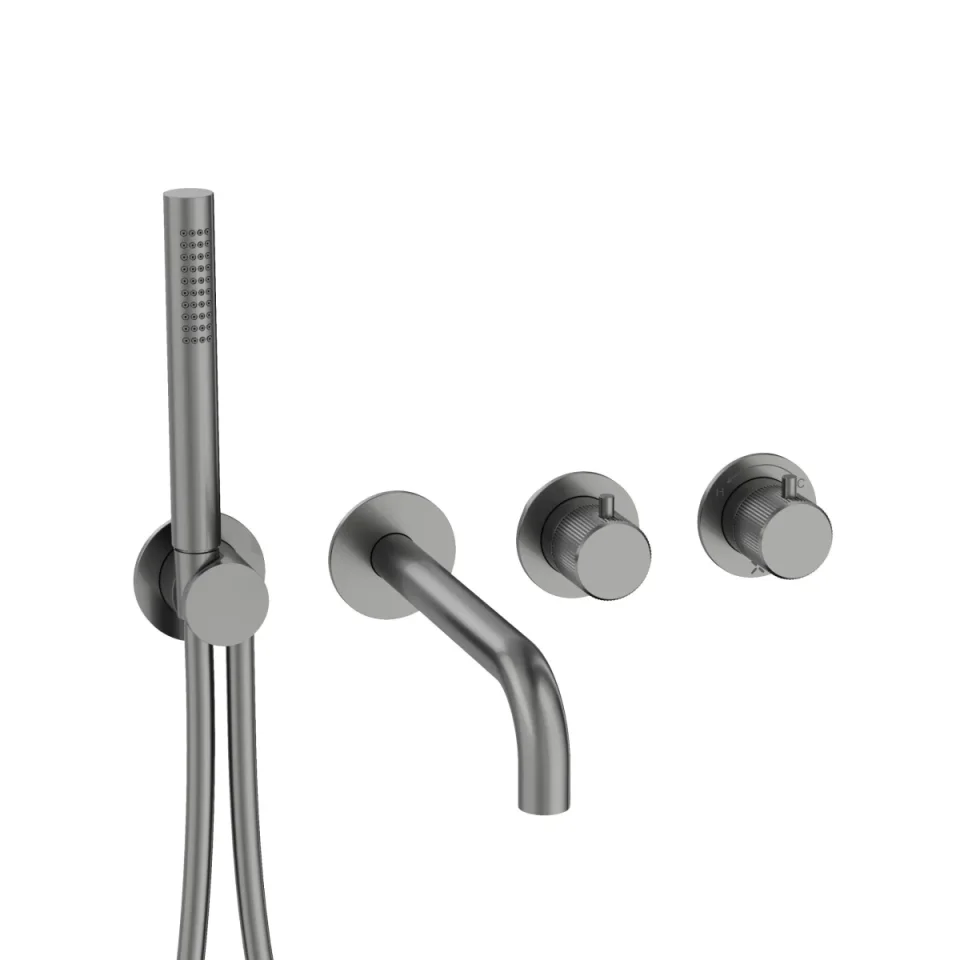 Crosswater Module 3one6 2 Control Trimset With Bath Spout & Handshower Stainless Slate product image - Image 1