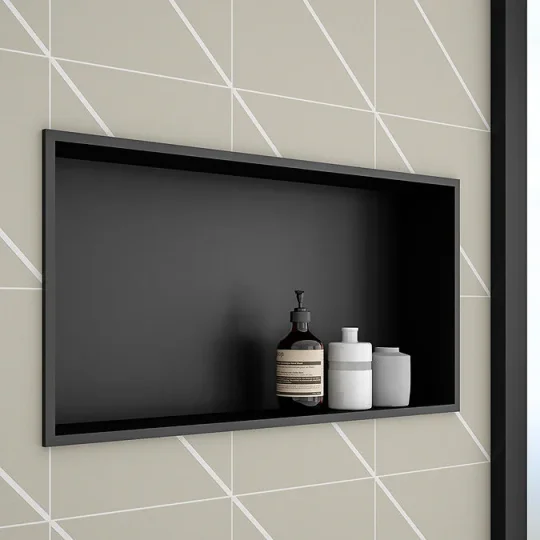 Crosswater Niches 610 X 305mm Matt Black detail view - Image 2