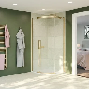 Crosswater Optix Offset Quadrant 1200x900 Right Hand Brushed Brass