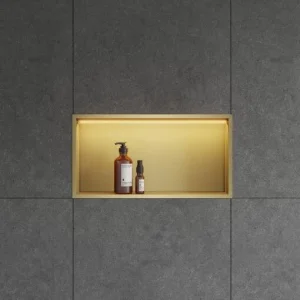 Crosswater Niches 610 X 305mm X 80mm With Led Light Strip Brushed Brass