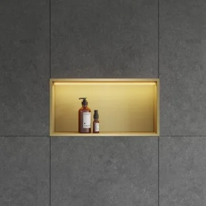 Crosswater Niches 610 X 305mm X 80mm With Led Light Strip Brushed Brass