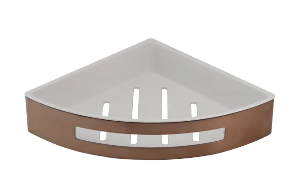 Just Taps Kono Corner Basket With Shelf Brushed Bronze