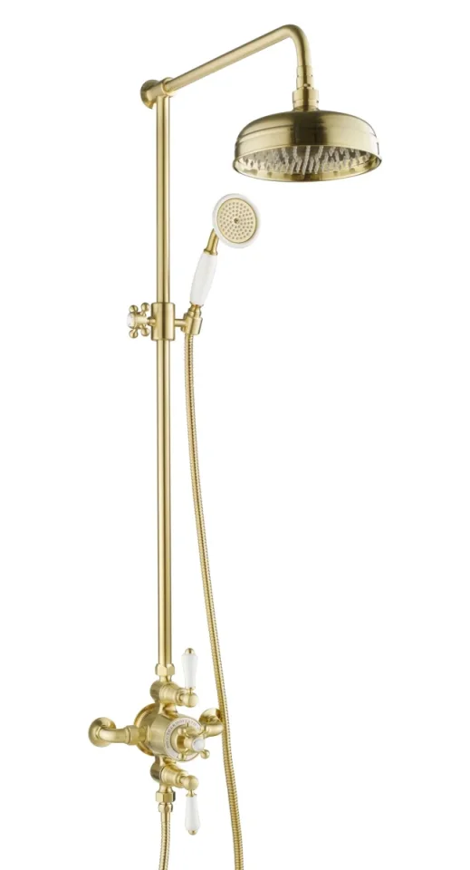 Just Taps Grosvenor Exposed Thermostatic Valve With Riser & Kit Brushed Brass product image - Image 1