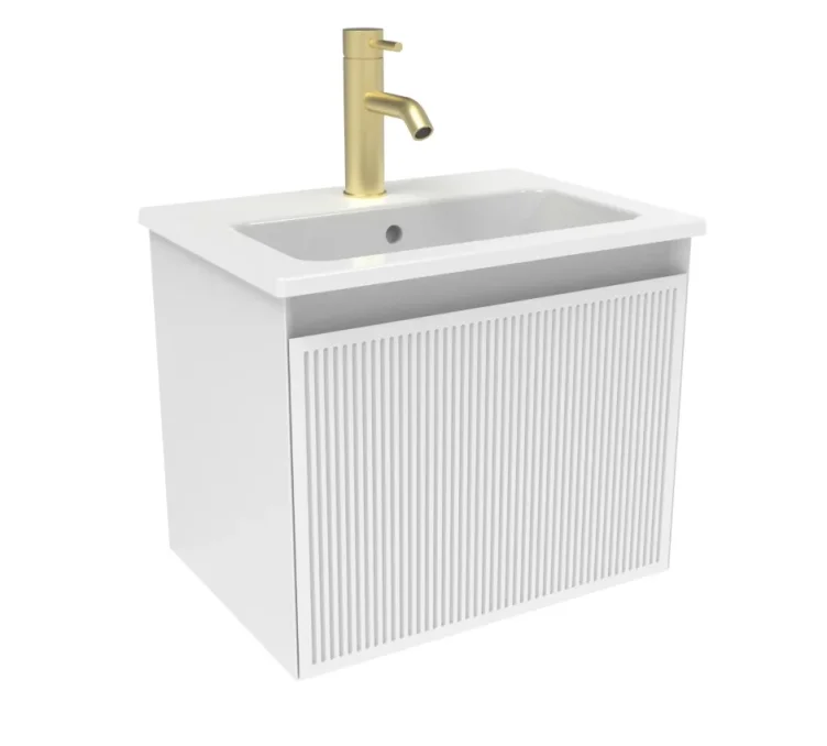 Saneux Monument 50cm 1 Drawer Wall Mounted Unit - Matte White product image - Image 1