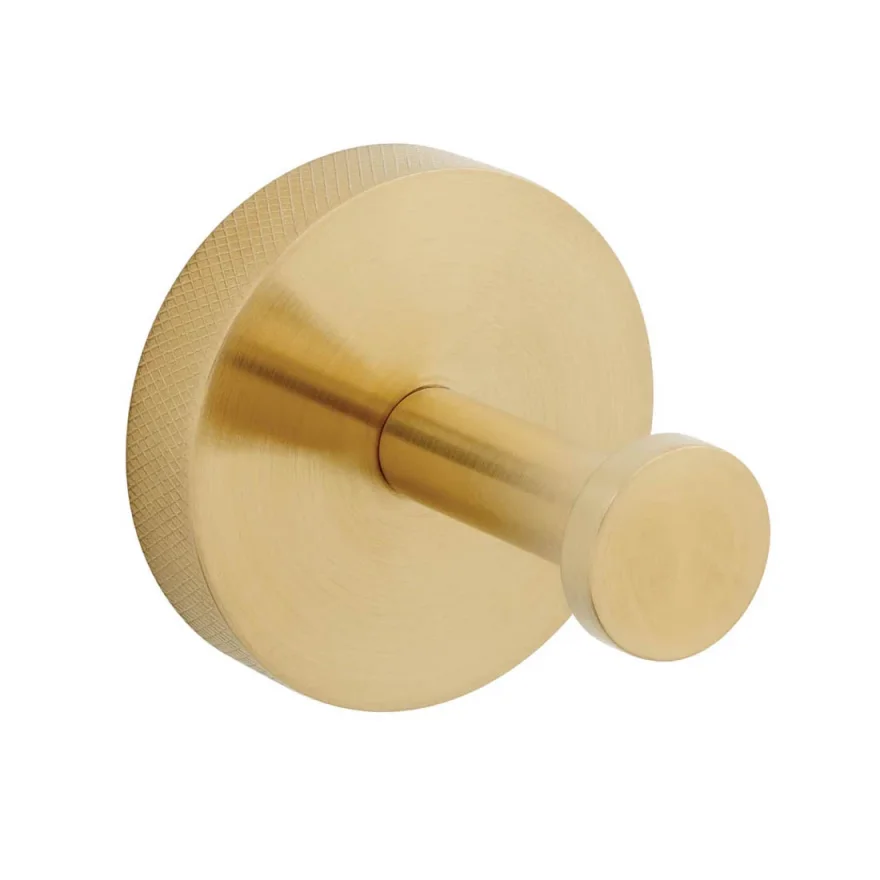 Vado Individual Spa Knurled Robe Hook Brushed Gold product image - Image 1