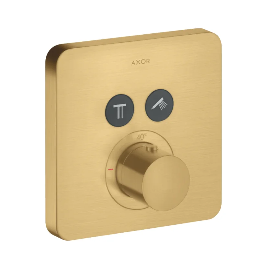 Axor Showersolutions Thermostatic Mixer Softsquare For Concealed Installation For 2 Outlets Brushed Gold Optic product image - Image 1