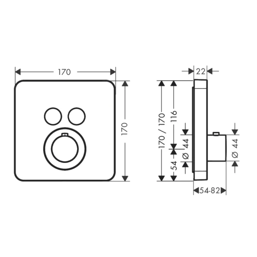 Axor Showersolutions Thermostatic Mixer Softsquare For Concealed Installation For 2 Outlets Brushed Gold Optic detail view - Image 2