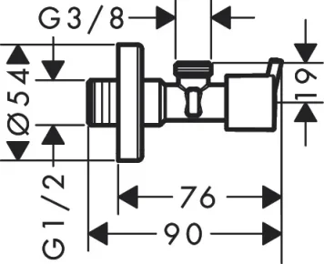 Hansgrohe Angle Valve S-design Chrome Chrome detail view - Image 2