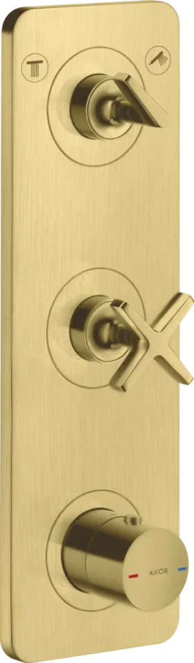 Axor Citterio E Thermostatic Module 380/120 For Concealed Installation For 2 Outlets With Plate Brushed Brass product image - Image 1