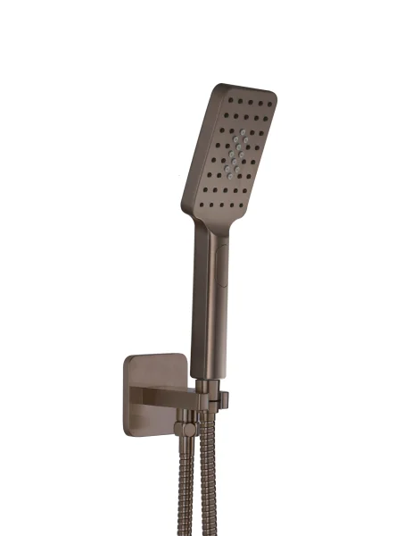 JTP HIX Square Water Outlet with Holder, Hose and Hand Shower BRZ