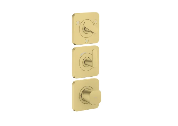 Axor Citterio C Thermostatic Module 380/120 For Concealed Installation With Escutcheons For 3 Outlets Brushed Brass