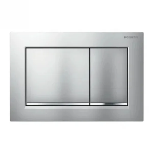 Geberit Omega30 Square Flush Plate For Dual Flush - Matt Chrome With Gloss Chrome Detail