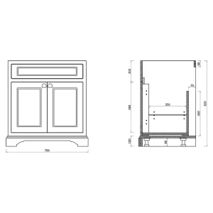 Burlington Freestanding Basin Unit 750 Doors Matt White