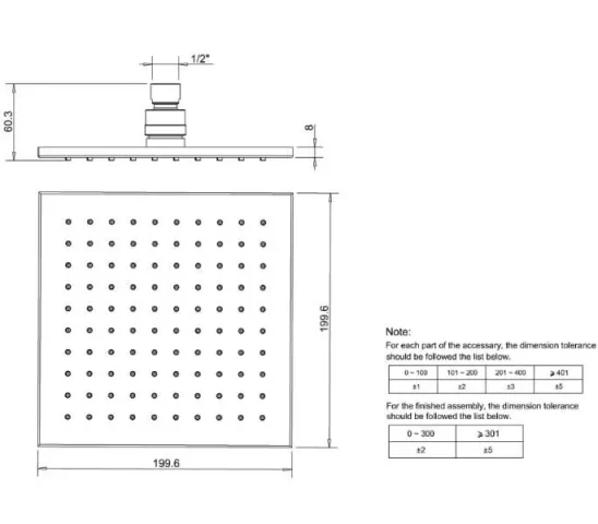 Crosswater Zion Shower Head 200mm Chrome detail view - Image 3