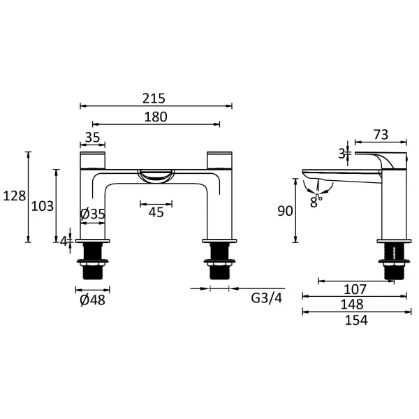 Crosswater Fuse Bath Filler Matt Black