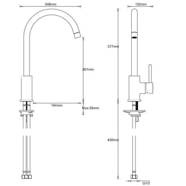 Crosswater MPRO Side Lever Kitchen Mixer Matt Black detail view - Image 2