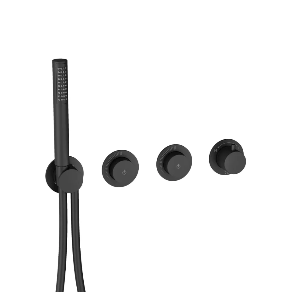 Crosswater Module Mrpo Push 2 Outlet Trimset With Handset Matt Black product image - Image 1