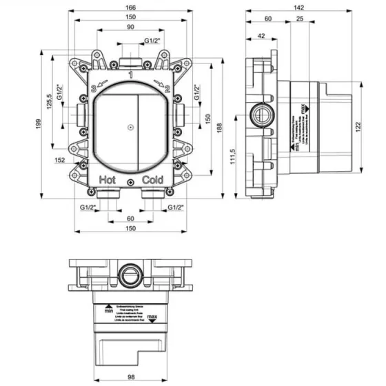 Crosswater Push Shower Set 2 Chrome 300mm detail view - Image 2