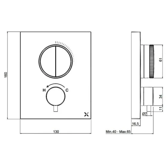 Crosswater Push Shower Set 2 Chrome 300mm detail view - Image 3