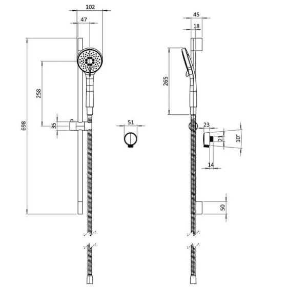 Crosswater Push Shower Set 2 Slate 300mm product image - Image 1