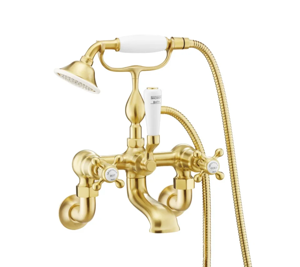 Just Taps Grosvenor Bath Shower Wall Mounted Mixer With Kit Brushed Brass product image - Image 1