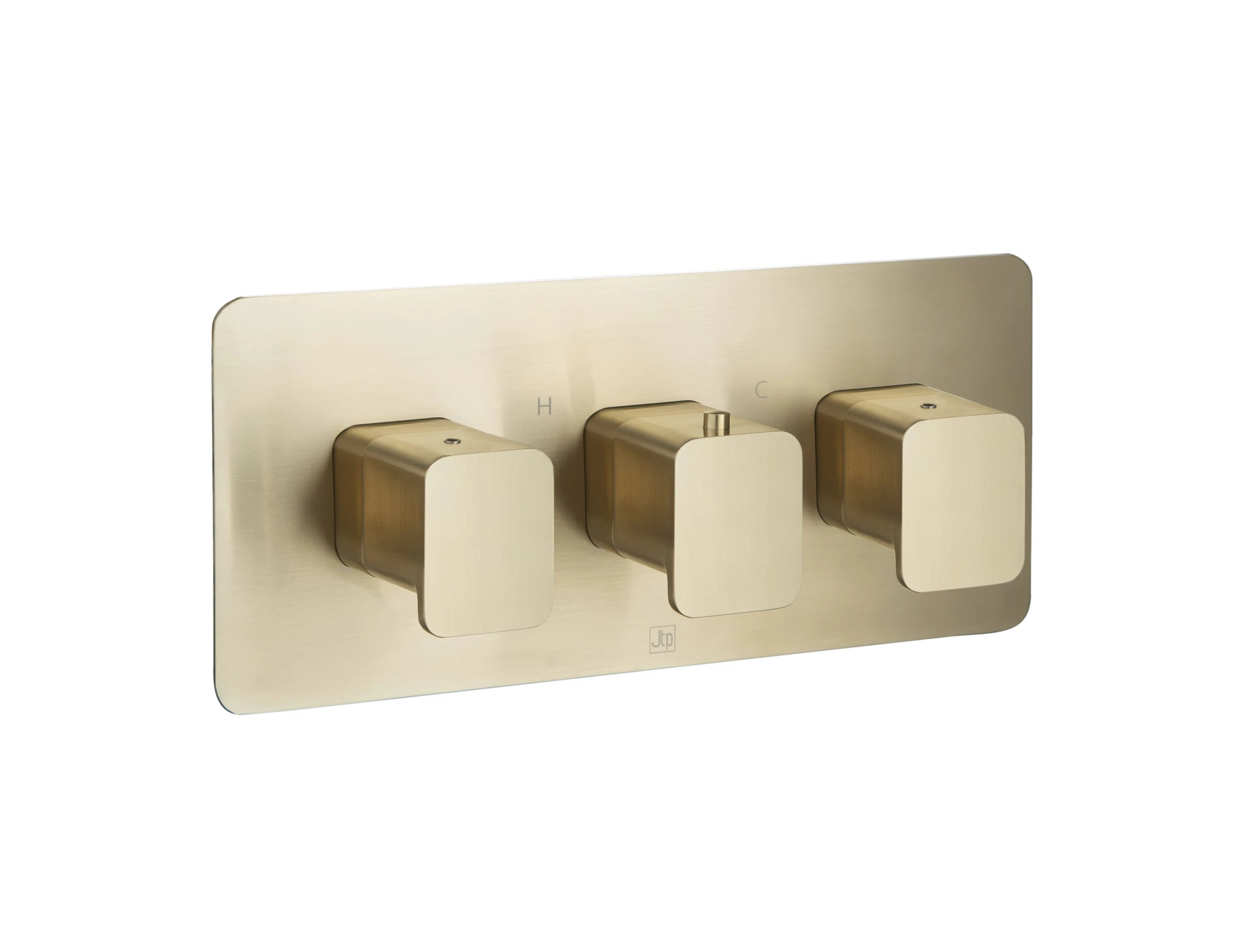 Just Taps Hix Thermo Valve 3 Option 3 Handle Horizontal Brushed Brass