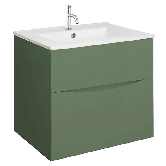 Crosswater Glide II 2 Drawer Basin Unit 600 Sage Green product image - Image 1