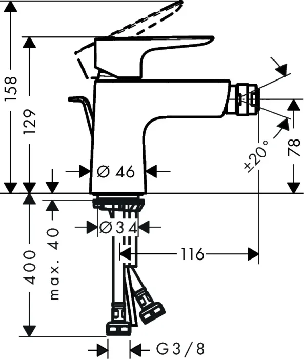 Hansgrohe Talis E Bidet Mixer Chrome Chrome detail view - Image 2