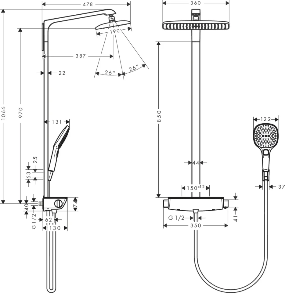 Hansgrohe Raindance Select 360 Showerpipechrome detail view - Image 3