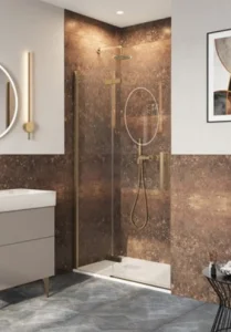 Crosswater Asura Hinged Door with Inline 1700 Brushed Brass
