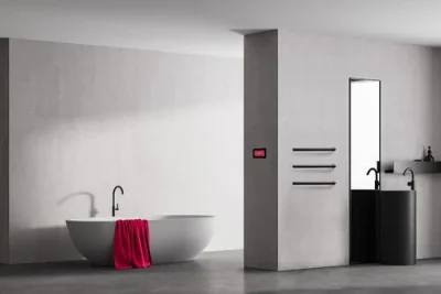Thermosphere 12v Vertical Heated Towel Bar Pill Shape 900mm Polished Stainless
