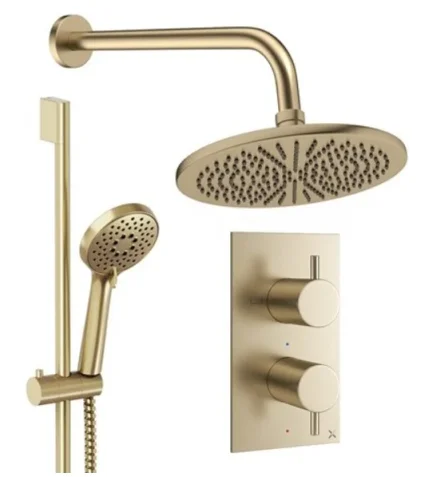 Crosswater Design Shower Set 4 Brushed Brass 300mm product image - Image 1