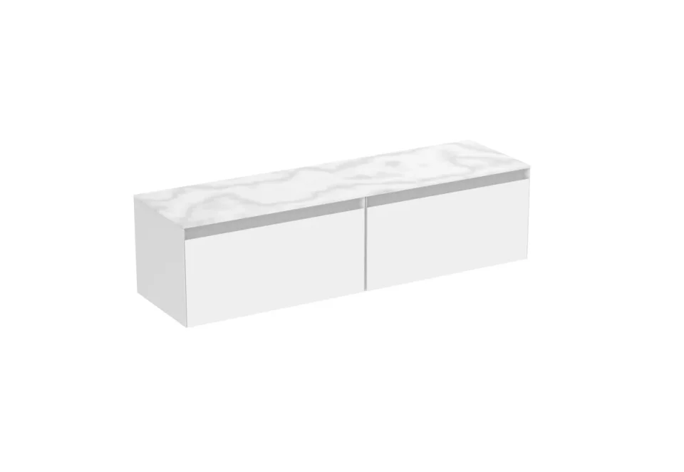 Saneux Uni 160cm Countertop - Matte Carrara White - 12mm detail view - Image 2