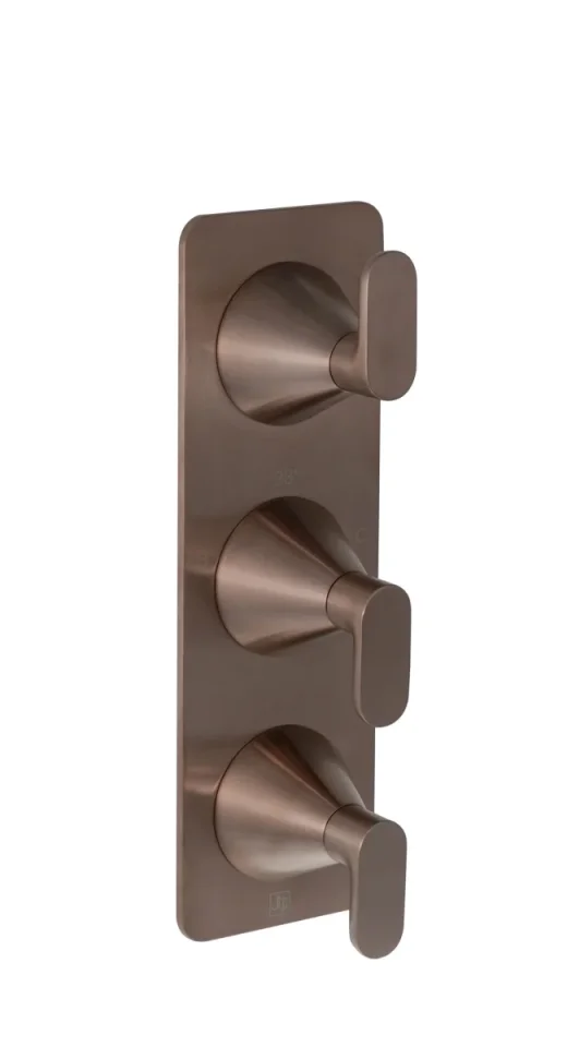 Just Taps Kono Thermostatic Concealed 3 Outlet Shower Valve (both Handles Included) Brushed Bronze product image - Image 1