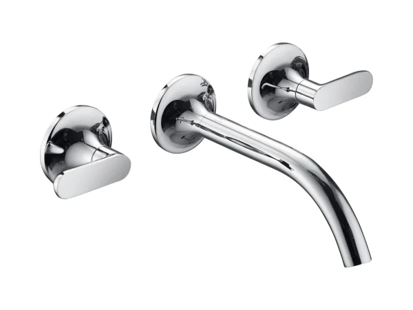 Just Taps Kono 3 Hole Wall Mounted Basin Mixer (both Handles Included) Chrome