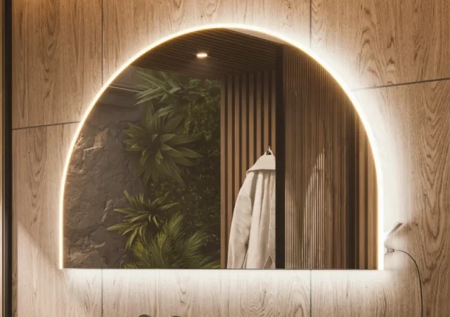 Hib Alba Arch 120 Mirror With Chargng Socket H80 X W120 X 5.6cm product image - Image 1