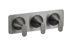 Just Taps Kono Thermostatic Concealed 2 Outlet Shower Valve (both Handles Included) Brushed Black