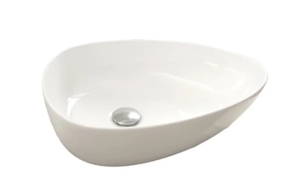 Britton Pebble Countertop Basin 470 X 350mm 0th Gloss White product image - Image 1
