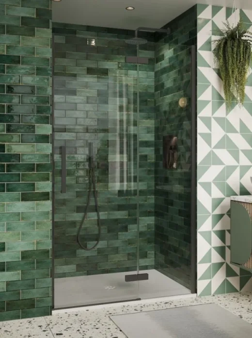 Crosswater Asura Hinged Door with Inline Fixed Panel 1000 Slate product image - Image 1