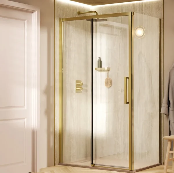 Crosswater Asura 8mm Sliding Door A 1100 Fixed Panel Brushed Brass