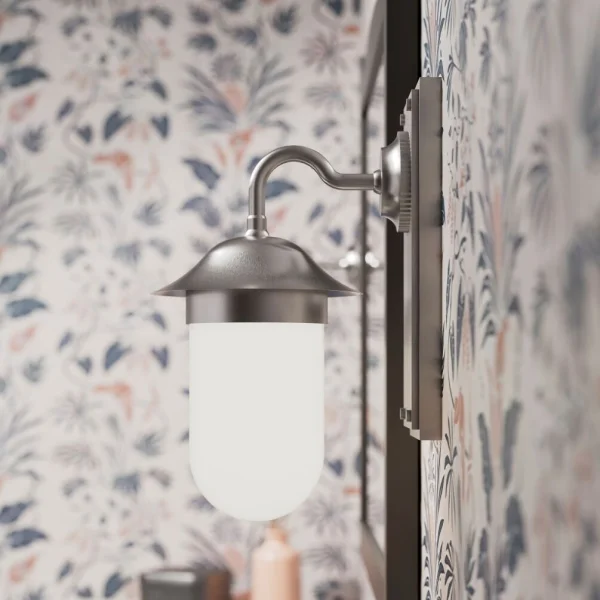 Burlington Guild Wall Light & Frosted Glass Brushed Nickel