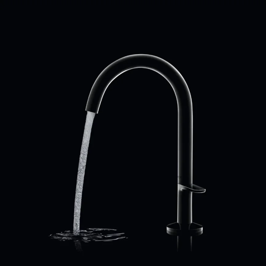 Axor One Basin Mixer Select 170 With Push-open Waste Set Brushed Brass detail view - Image 1