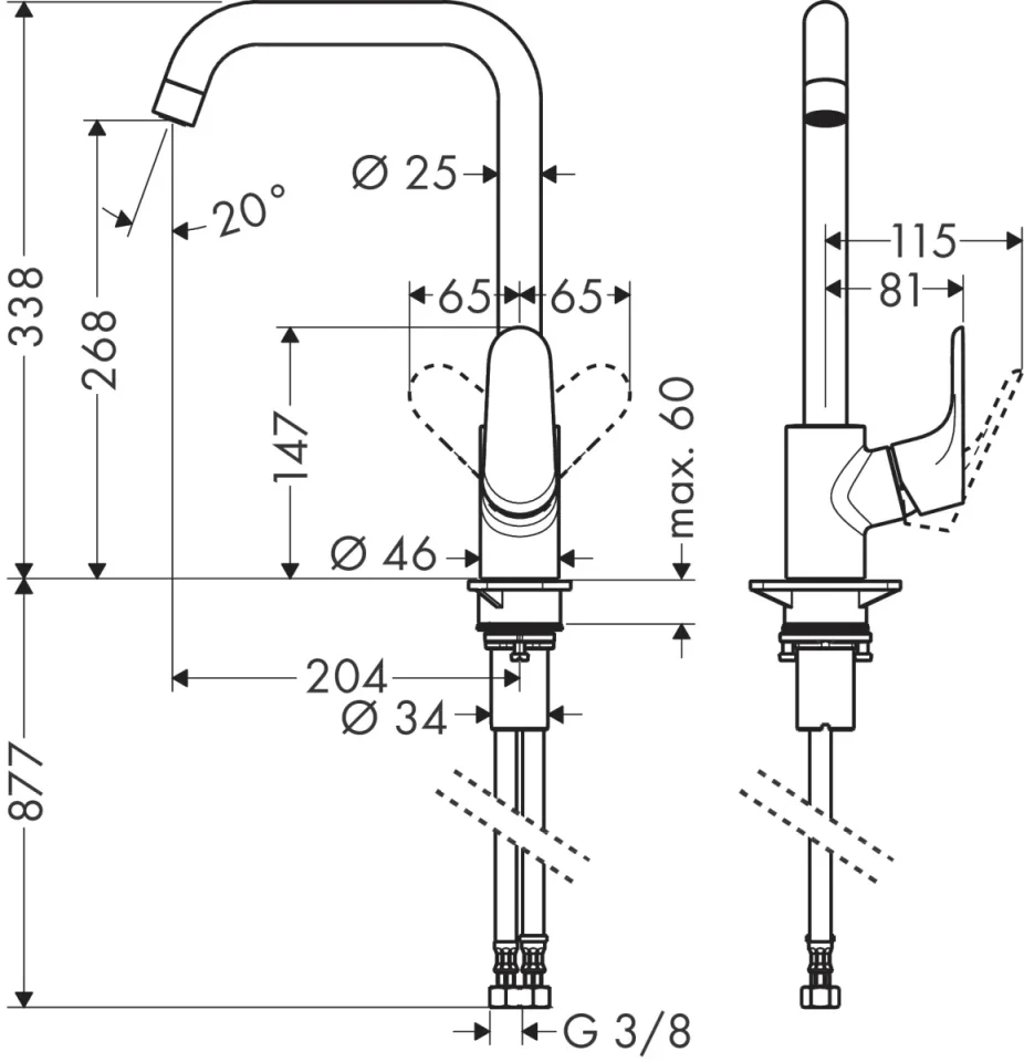 Hansgrohe Focus M41 Km 260 1j Chrome detail view - Image 3