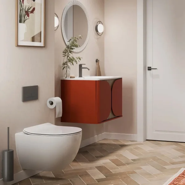 Crosswater Tamobour 600mm One Drawer Wall Hung Vanity Soft Clay