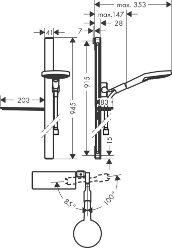 Hansgrohe Rd Select S120 3j Unica E 900mm Chrome detail view - Image 2