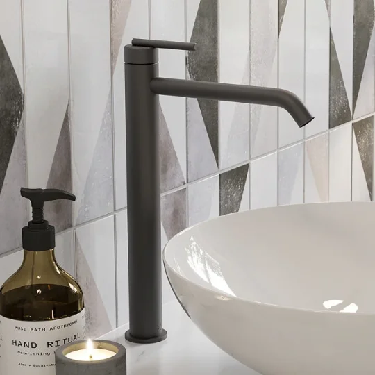 Crosswater 3ONE6 Lever Basin Tall Mono Stainless Slate detail view - Image 2