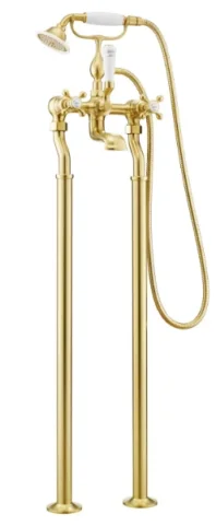Just Taps Grosvenor Cross Floor Mounted Bsm With Kit Brushed Brass product image - Image 1