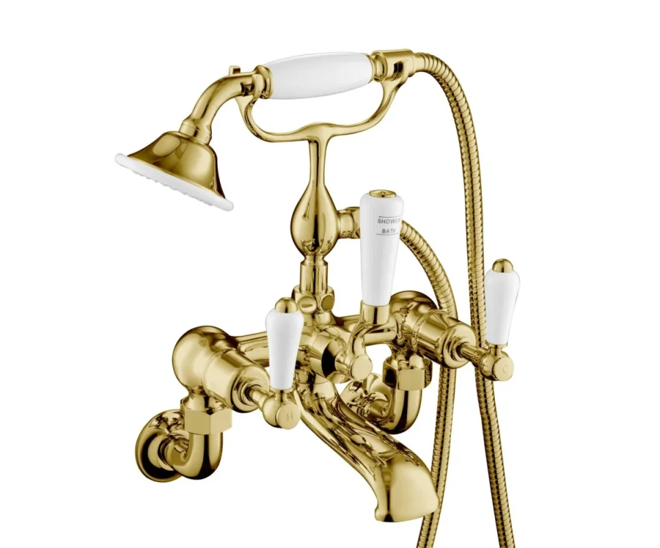 Just Taps Grosvenor Lever Wall Mounted Bath Shower Mixer With Kit Light Gold product image - Image 1