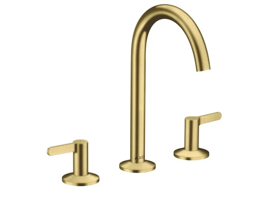 Axor One 3-hole Basin Mixer 170 With Lever Handles And Push-open Waste Set Brushed Brass product image - Image 1