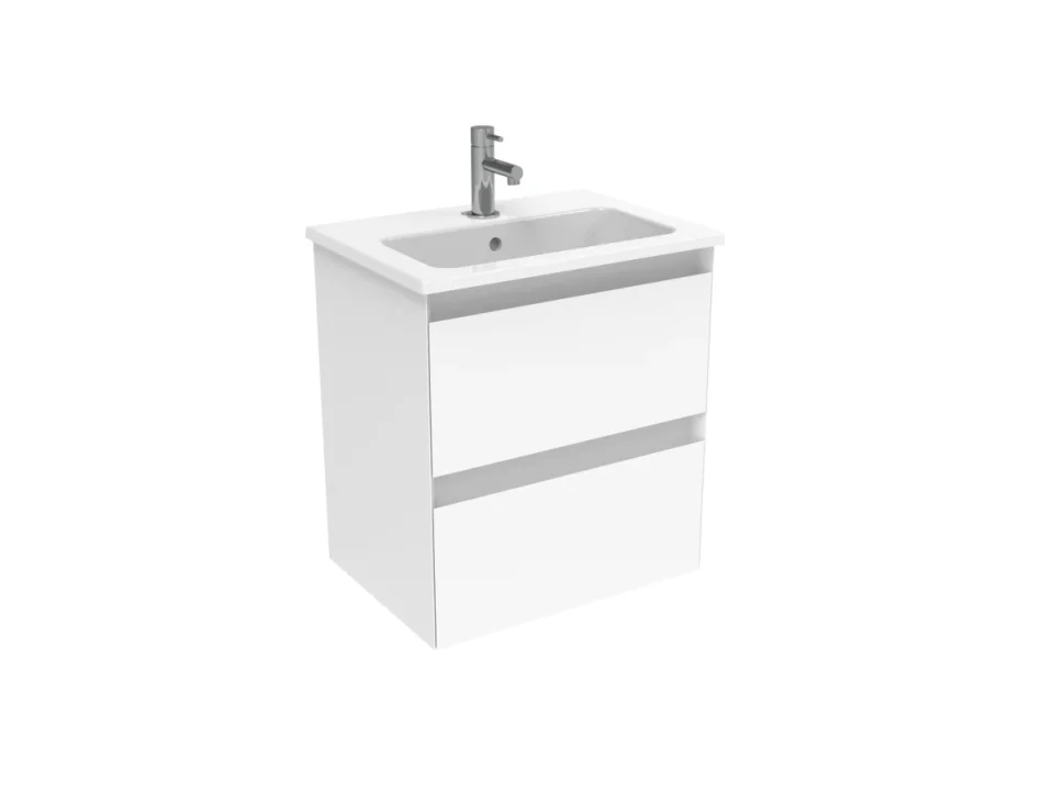 Saneux Uni 50cm 2 Drawer Wall Mounted Unit - Matte White product image - Image 1